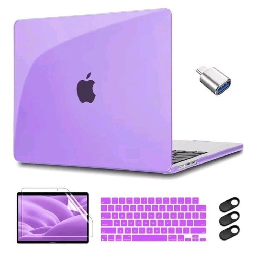 NEW Macbook Air 15inch Crystal Purple Case 2023 2024 Cissook Screen Protector